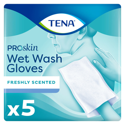 Afbeelding van TENA Wet Wash Glove Freshly Scented Multi verpakking 6x5ST