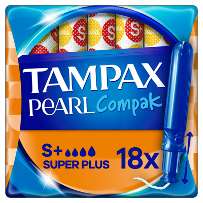 Afbeelding van 8x Tampax Pearl Compak Super Plus Tampons met Inbrenghuls 18 stuks