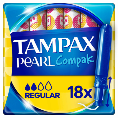 Afbeelding van Tampax Pearl Compak Regular Tampons Met Inbrenghuls 18 stuks