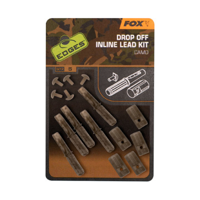 Imagen de Fox Edges Camo Plomo Inline Kit Drop Off 5 piezas Material para bajos de línea carpfishing