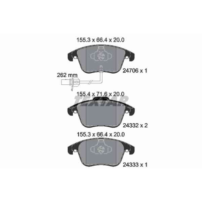Imagem de TEXTAR 2470601 Jogo de pastilhas para travão disco com contacto avisador desgaste integrado AUDI: A5 B8 Coupe, A4 Avant, Sportback
