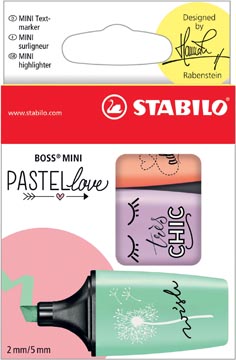 Afbeelding van STABILO BOSS MINI Pastellove markeerstift, doosje van 3 stuks in geassorteerde pastelkleuren markeerstift