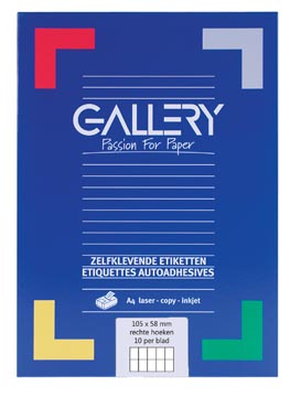 Afbeelding van Gallery Witte Etiketten Ft 105 X 58 Mm (b H), Rechte Hoeken, Doos Van 1.000 Etiket