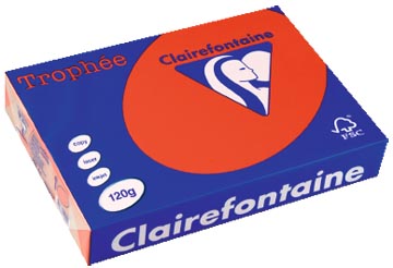 Afbeelding van Clairefontaine Trophée Intens, gekleurd papier, A4, 120 g, 250 vel, koraalrood papier