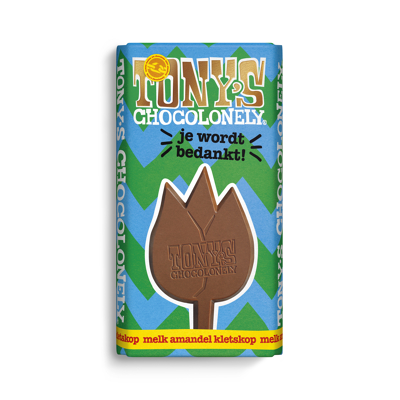 Afbeelding van Chocolade Tony&#039;s Chocolonely je wordt bedankt reep 180gr
