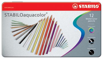 Afbeelding van Stabiloaquacolor Kleurpotlood, Metalen Doos Van 12 Stuks In Geassorteerde Kleuren Kleurpotlood