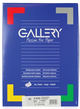 Afbeelding van Gallery Witte Etiketten Ft 70 X 25 Mm (b H), Rechte Hoeken, Doos Van 3.300 Etiket