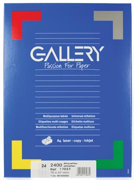 Afbeelding van Gallery Witte Etiketten Ft 70 X 37 Mm (b H), Rechte Hoeken, Doos Van 2.400 Etiket