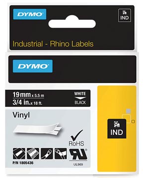 Afbeelding van Dymo 1805436 Tape Wit op zwart (19 mm)