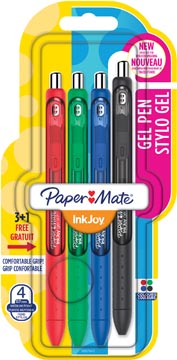 Afbeelding van Paper Mate roller InkJoy Gel, blister 3 + 1 in geassorteerde standaard kleuren gelroller