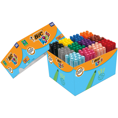 Afbeelding van Kleurstiften BicKids visacolor ecolutions XL assorti schoolbox à 144 stuks