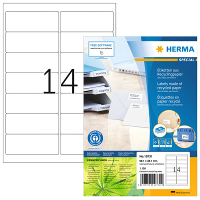 Afbeelding van Etiket HERMA recycling 10731 99.1x38.1mm 1120stuks wit