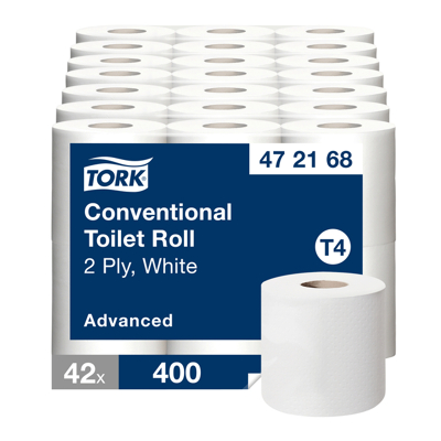 Afbeelding van Toiletpapier Tork T4 advanced 2 laags 400vel wit 472168