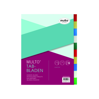 Afbeelding van Multo Tabbladen Voor Ft A4, 23 gaatsperforatie, 10 delig, Geassorteerde Kleuren
