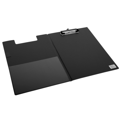 Afbeelding van Klembordmap Quantore A4 staand PVC zwart met 100mm klem + penlus