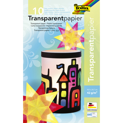 Afbeelding van Transparant papier Folia 18.5x29.7cm 42gr 10 vel kleuren