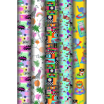 Afbeelding van 50x Inpakpapier Haza Kids Colors 200x70cm assorti