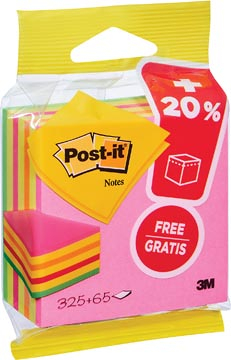 Afbeelding van Post it Notes kubus ft 76 mm x mm, Neon, blok van 325 + 65 vel gratis, op blister memoblok