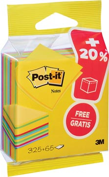 Afbeelding van Post it Notes kubus ft 76 mm x mm, Ultra, blok van 325 + 65 vel gratis, op blister memoblok