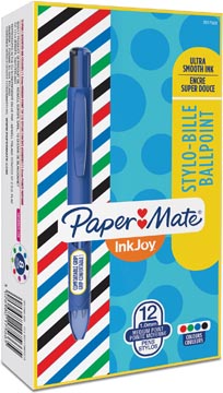 Afbeelding van 12x Paper Mate 4 kleuren balpen Inkjoy Quatro French Connection, blauw