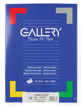 Afbeelding van Gallery Witte Etiketten, Ft 66 X 33,9, Ronde Hoeken, Doos Van 2.400 Etiketten Etiket