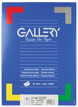 Afbeelding van Gallery Witte Etiketten Ft 66 X 38,1 Mm (b H), Ronde Hoeken, Doos Van 2.100 Etiket