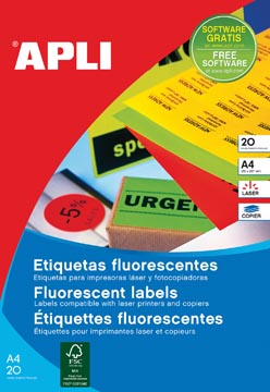 Afbeelding van Apli fluorescerente etiketten 64 x 33,9 mm (b h) geel etiket