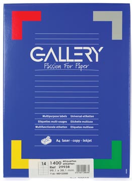Afbeelding van Gallery witte etiketten ft 99,1 x 38,1 mm (b h), ronde hoeken, doos van 1.400 etiket
