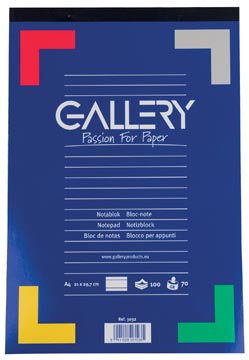 Afbeelding van Gallery schrijfblok, A4, gelinieerd, 70 gr/m² (2x100 vellen)
