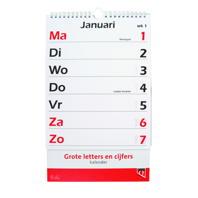 Afbeelding van Kalender 2024 met grote letters en cijfers Quantore
