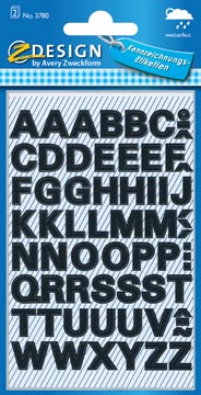 Afbeelding van Avery Etiketten, letters A Z, 2 blad, zwart, waterbestendige folie kleefletters