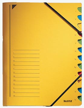 Afbeelding van Sorteermap Leitz 12 tabbladen karton geel