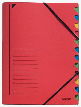 Afbeelding van Sorteermap Leitz 12 tabbladen karton rood