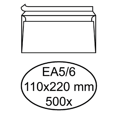 Afbeelding van Envelop Hermes bank EA5/6 110x220mm zelfklevend wit 500 stuks