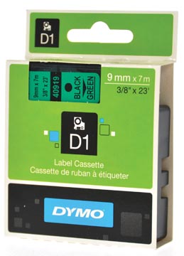 Afbeelding van Dymo 40919 (S0720740) Tape Zwart op groen (9 mm)