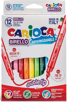Afbeelding van Viltstiften Carioca Birello dubbelpunters set à 12 kleuren