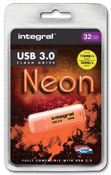 Afbeelding van Integral Neon Usb 3.0 Stick, 32 Gb, Oranje stick