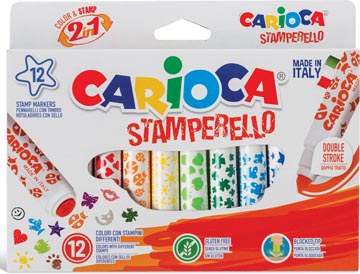 Afbeelding van Viltstiften Carioca stempelstift 2 in 1 set à 12 kleuren