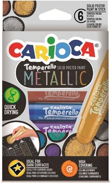 Afbeelding van Carioca Plakkaatverfstick Temperello Metallic, Kartonnen Etui Van 6 Stuks Plakkaatverf