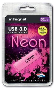 Afbeelding van Integral Neon USB 3.0 stick, 32 GB, roze