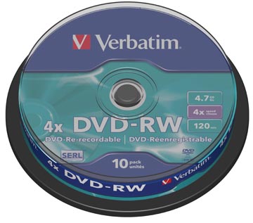 Afbeelding van Verbatim dvd rewritable RW, spindel van 10 stuks