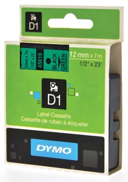 Afbeelding van Dymo 45019 (S0720590) Tape Zwart op groen (12 mm)