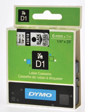 Afbeelding van Dymo 45800 (S0720820) Tape Zwart op transparant (19 mm)