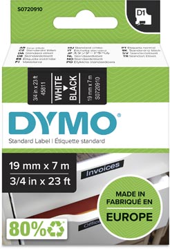 Afbeelding van Dymo 45811 (S0720910) Tape Wit op zwart (19 mm)