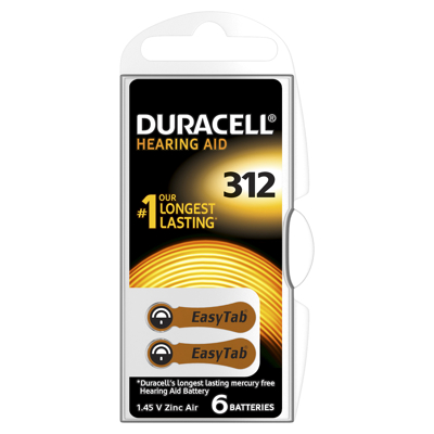 Afbeelding van Duracell 312 Easytab DA312N6 6 hoorapparaat batterijen