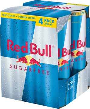 Afbeelding van Red Bull energiedrank, sugarfree, blik van 25 cl, pak 4 stuks