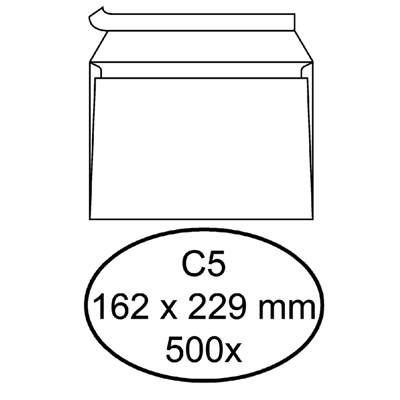 Afbeelding van Envelop Hermes bank C5 162x229mm zelfklevend met strip wit