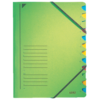 Afbeelding van Sorteermap Leitz 12 tabbladen karton groen