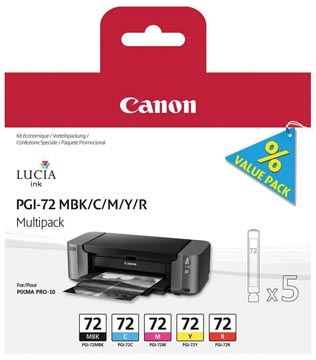 Afbeelding van Canon Inktcartridge PGI 72 MBK/C/M/Y/R 5 Multipack voor PIXMA PRO 10, 10s