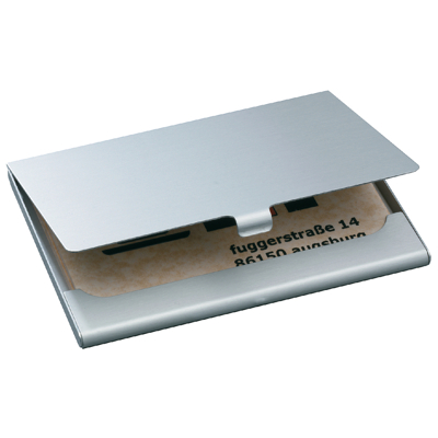 Afbeelding van Visitekaarthouder Sigel VZ135 voor 15 kaarten 91x58mm graveerbaar aluminium mat zilver